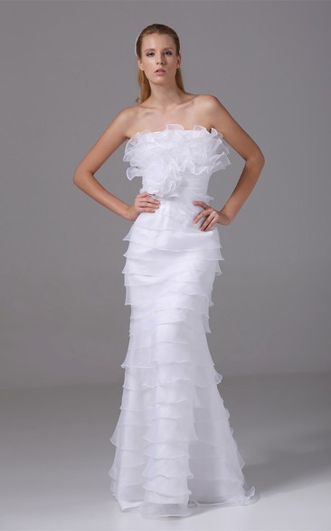 Sleeveless Sheath Ruffled Flower and Dress With Tiers