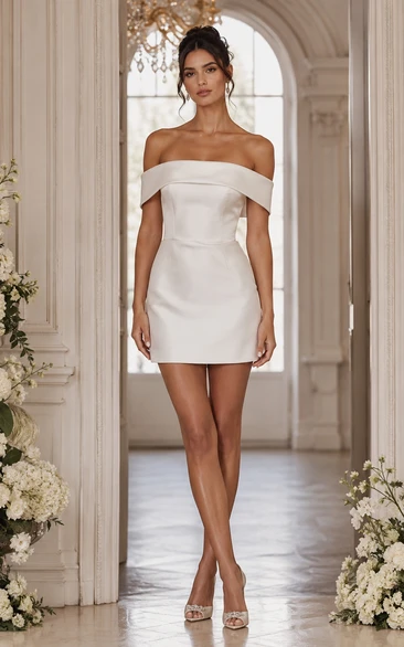 White Off-the-shoulder Satin Mini Dress