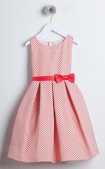 Bowed Sleeveless Satin Flower Girl Dress