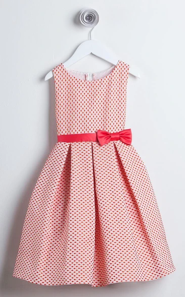 Bowed Sleeveless Satin Flower Girl Dress