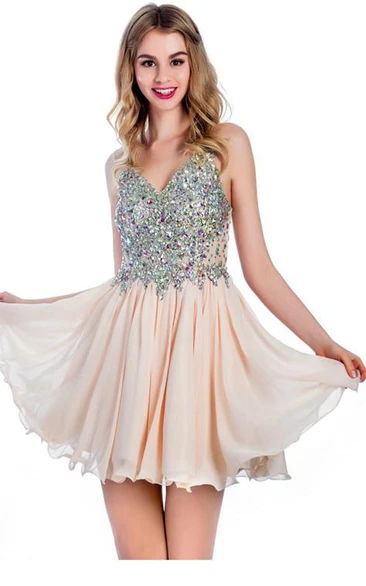 A-Line Beading Short Prom Dress
