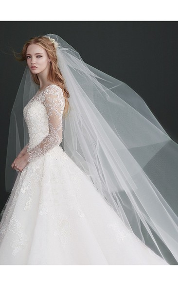 Simple Double Layer Ivory Bridal Veil