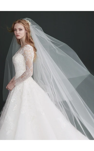 Simple Double Layer Ivory Bridal Veil