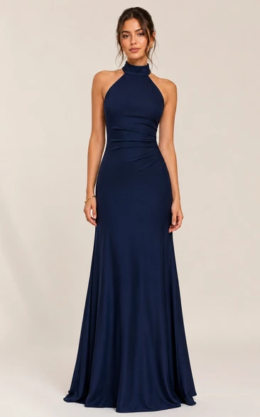 A-Line Halter Chiffon Bridesmaid Dress with Pleats