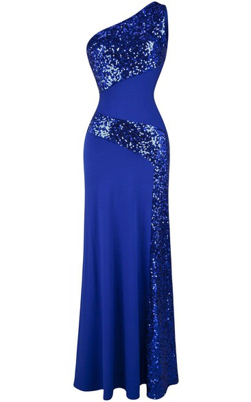 Stunning One-shoulder Chiffon Dress With Sequins