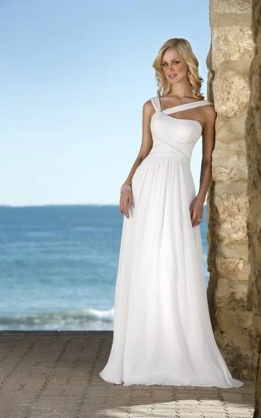 Hot Selling sheath V-Neck Chiffon Beach Wedding Dress