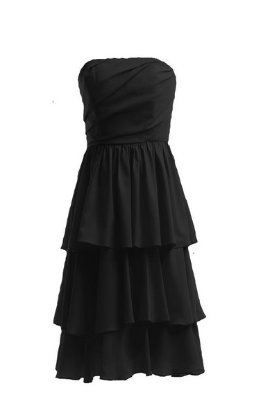 Strapless Layered Ruffle Dress With Zipper Back
