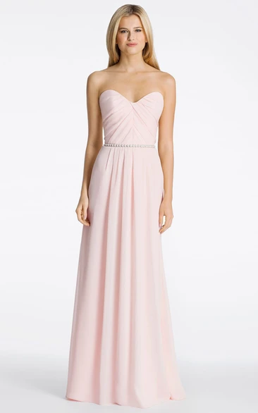 Jeweled Sweetheart Sleeveless Chiffon Bridesmaid Dress