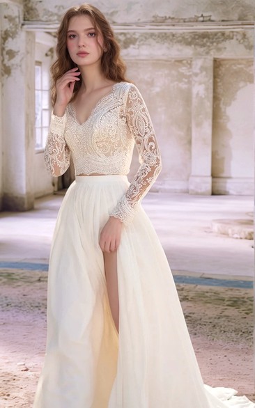 knee length dresses for ladies 3D Flowers Wedding Dress in A-Line Style and with Hand Beading main image 0
