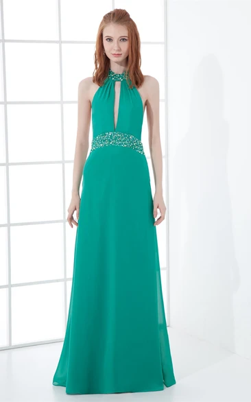 Enchanting Sheath Halter Sleeveless Beaded Special Occasion Dresses