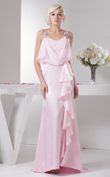 Vibrant Maxi Chiffon Beaded Straps and Dress With Draping