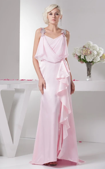 Vibrant Maxi Chiffon Beaded Straps and Dress With Draping