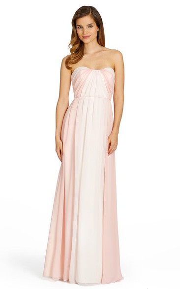Strapless Floor-Length Ruched Chiffon Bridesmaid Dress With V Back