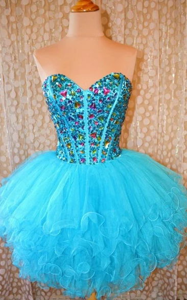 Sexy Mini Sweetheart Cocktail Dresses Organza Beadings Homecoming Gowns