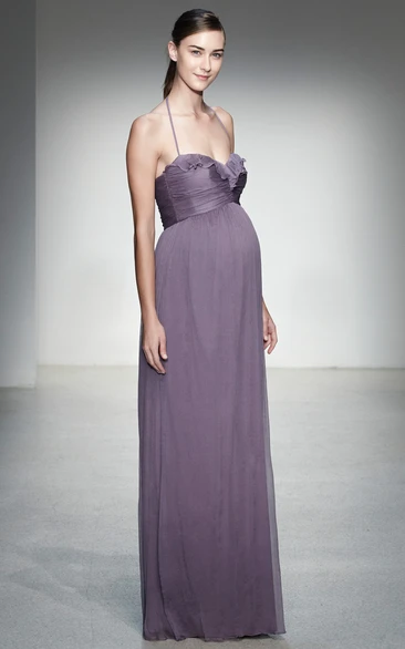 Empire Spaghetti Chiffon Bridesmaid Dress With Ruching