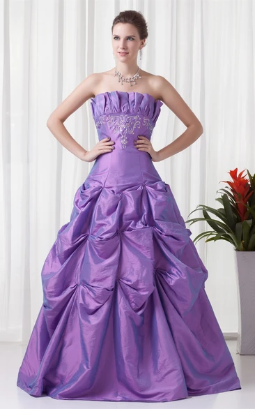 Strapless Pick-Up Buckle and Ball-Gown With Embroideries