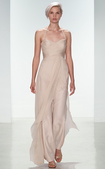 Ankle-Length Criss-Cross Spaghetti Sleeveless Chiffon Bridesmaid Dress