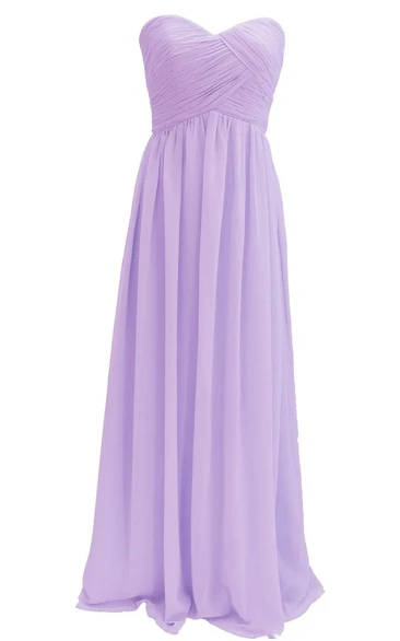Elegant Strapless Sweetheart Ruched Chiffon A-line Gown