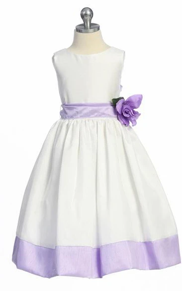 Tea-Length Floral Floral Flower Girl Dress