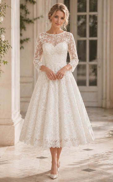 Vintage Tea Length Wedding Dresses | 1950s Wedding Dress - Dorris Wedding