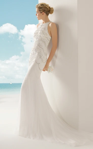 Mother Of Thebride Dress With Exquisite Illusion Back Design