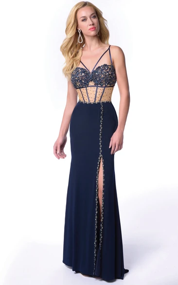 Sleeveless Metallic Jersey V-Neck Homecoming Dress With Rhinestones And Beads