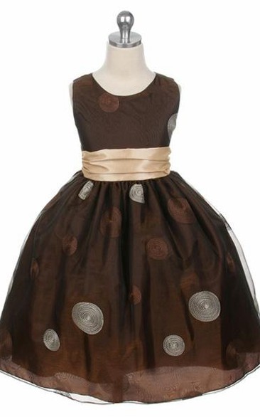 Floral Tiered Organza Flower Girl Dress With Embroidery