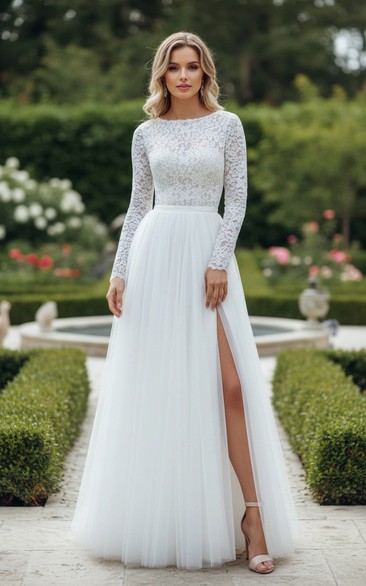 Modern Lace Tulle Bridal Gown