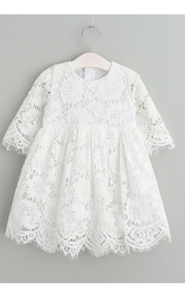 Elegant All Lace Christening Gown With Zipper Back