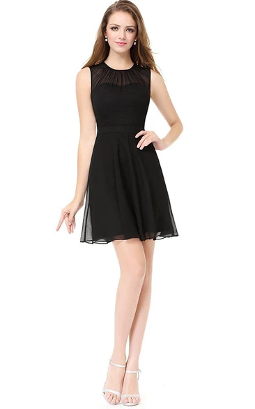 Mini Sleeveless A-line Zipper Lace Dress