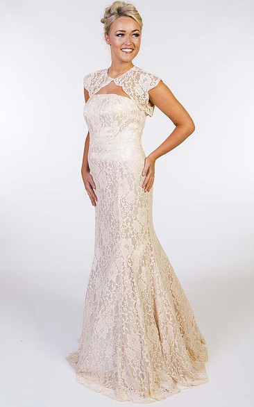 Mermaid Floor-Length Sleeveless High-Neck Appliqued Lace Prom Dress