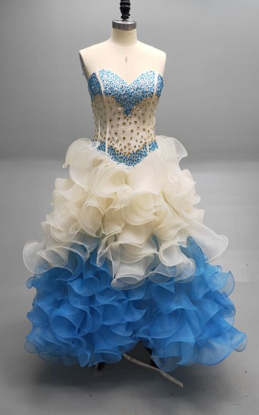 Sweetheart Ball Gown With Cascading Ruffles And A Matching Collar