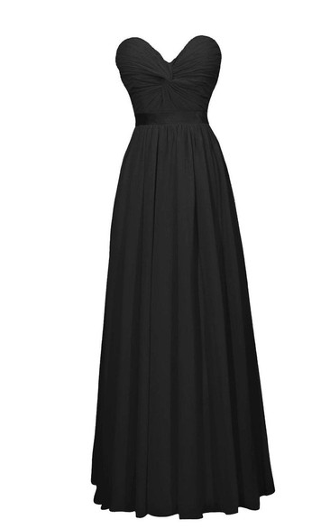 Simple Sweetheart Floor-length Chiffon Dress With Zipper Back