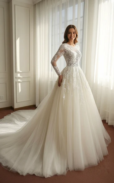 Boho Bell Sleeve Tulle Gown