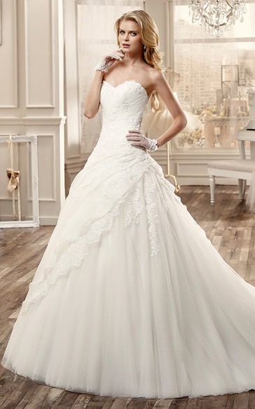 Sweetheart Wedding Dress with Side Draping and Low Back