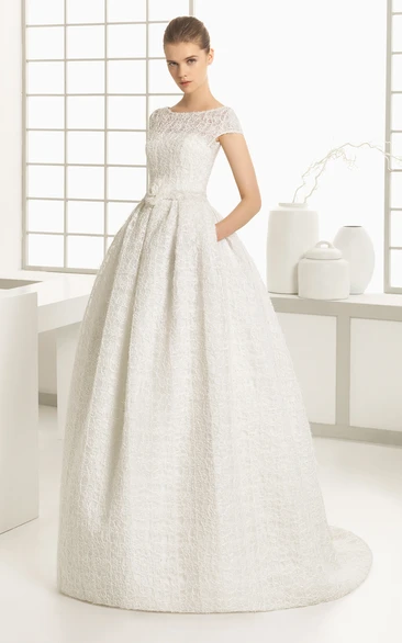 Style Bateau-Neck Gown With Low-V Back And Flower