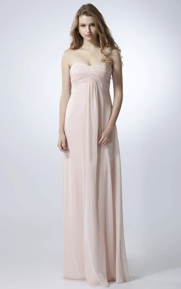 Sheath Criss-Cross Sweetheart Empire Sleeveless Chiffon Bridesmaid Dress