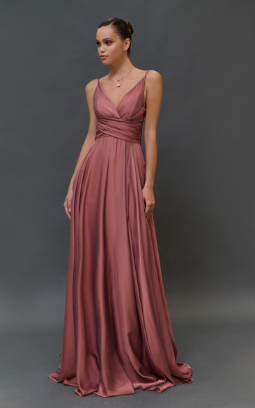Spaghetti Empire Chiffon Pleated Floor-length Dress