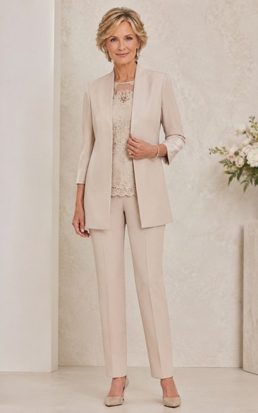 Champagne Tailored Mother Pantsuit Champagne Scoop Jewel Jumpsuit Ankle-length