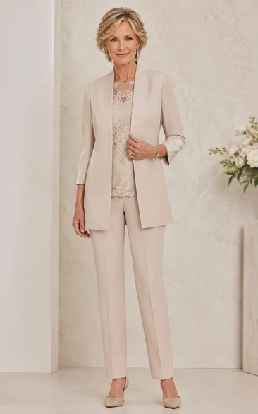 Champagne Tailored Mother Pantsuit Champagne Scoop Jewel Jumpsuit Ankle-length