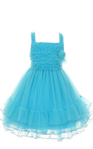 Sleeveless A-line Tiered Dress With Straps and Pleats