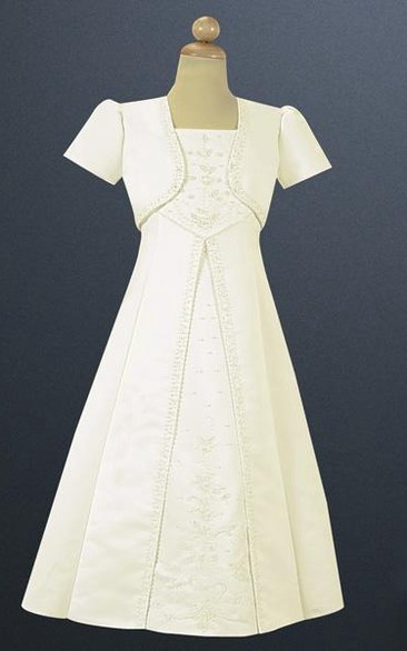 Spaghetti Sequins&Satin Flower Girl Dress