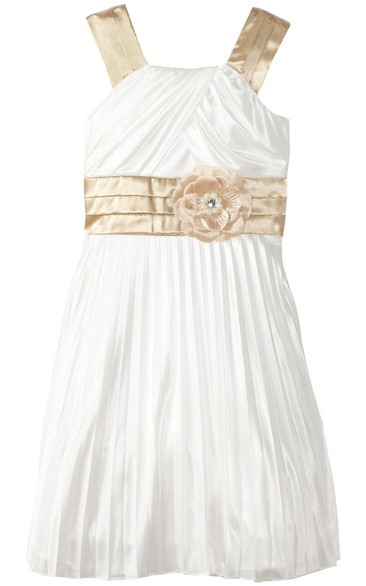 Sleeveless A-line Pleated Dress With Criss Cross