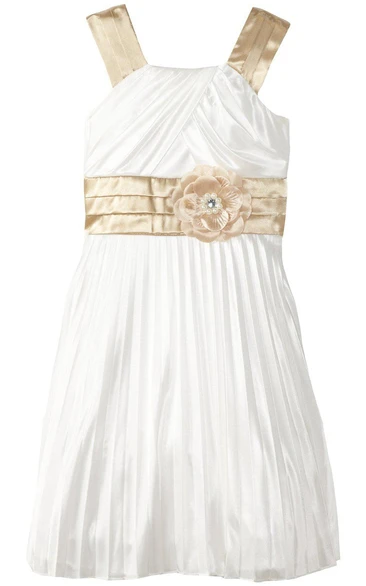 Sleeveless A-line Pleated Dress With Criss Cross