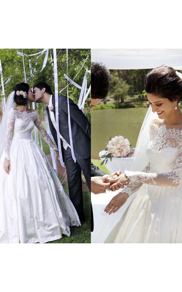 Timeless Lace Appliques Princess Wedding Dress Long Sleeve