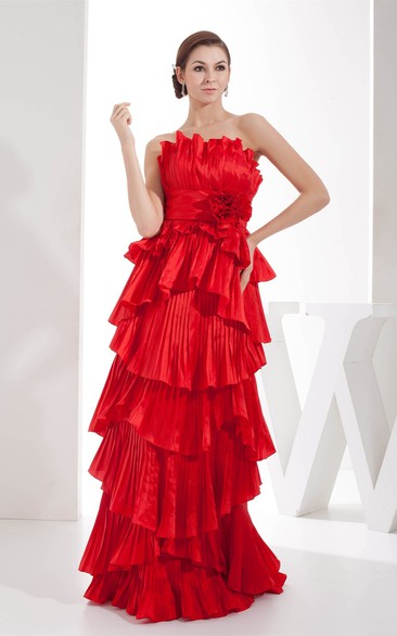 Flamboyant Tiered Sleeveless Flower and Dress With Pleats