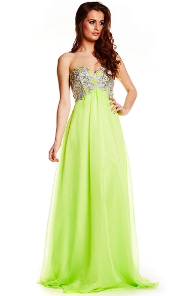 Sweetheart Beaded Empire Sleeveless Tulle Prom Dress With Lace-Up