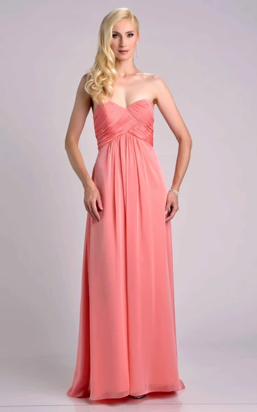 Empire A-Line Sweetheart Chiffon Bridesmaid Dress Featuring Ruched Bust