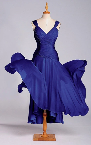 Wonderful A-line Dropped Tea-length Chiffon Dress