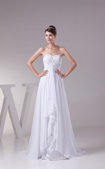 Sleeveless Pleated Empire Draping and Dress With Jewel